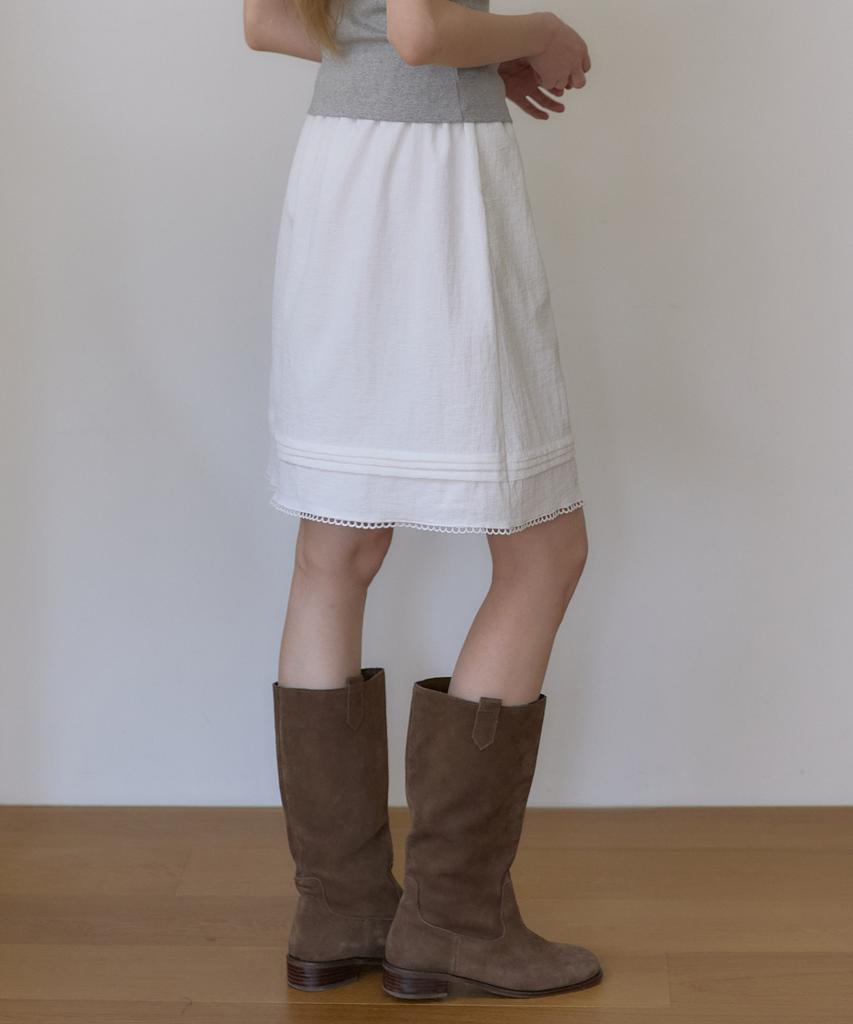 Our Hope Seersucker Pintuck Midi Skirt - White