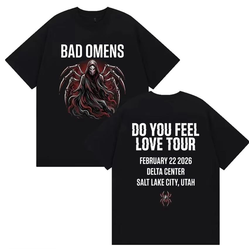 Rock Band Bad OUnisexs Do You Feel Love Тур 2026 Футболка Унисекс и Женская Летняя Готическая Одежда Мода Круглый Вырез С Коротким Рукавом Топ