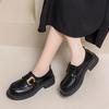 Маленькие кожаные туфли женские 2024 весна и осень новые британские ретро черные универсальные однопедальные туфли на платформе женские