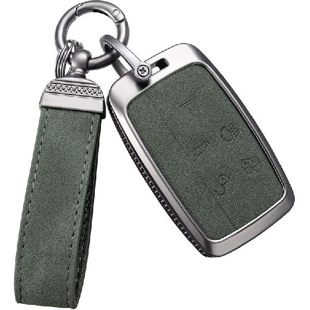YO&YOYE For Land Rover Key Fob Cover With Keychain Leather Key Case Protector Compatible With Land Rover Vogue Range Discovery Rover Sport (Model2,