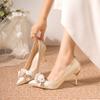 Temperament Flower Bridesmaid Shoes New Women's Shoes Pointed Head Shallow Mouth Banquet Shoes High Heel Fashion Shoes Single Shoes Women