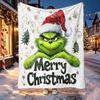 The Grinch Pattern Blanket for Home Decoration, Bed, Sofa, Car Travel, Camping, Suitable for All Seasons, Birthday Christmas Gift