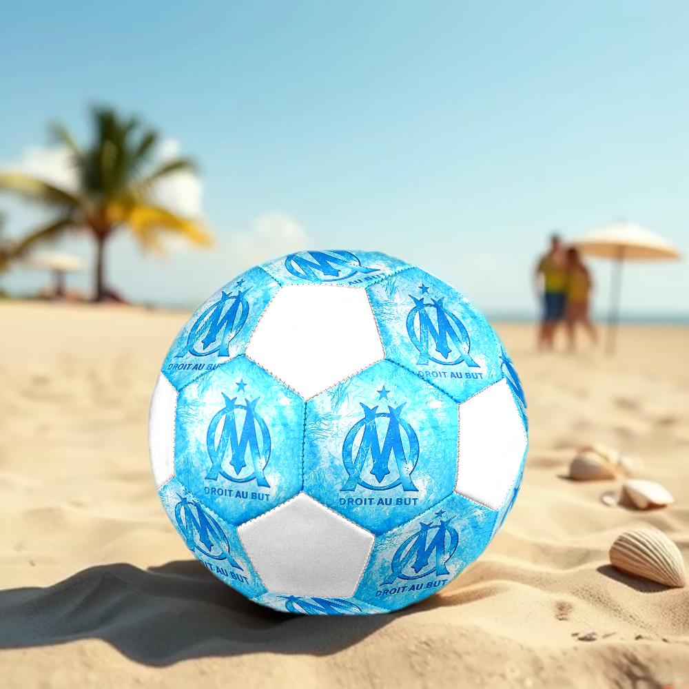 Olympique de Marseille Soccer Ball, colorful, suitable for all ages, machine-stitched, PVC material, competition grade, durable and high bounce