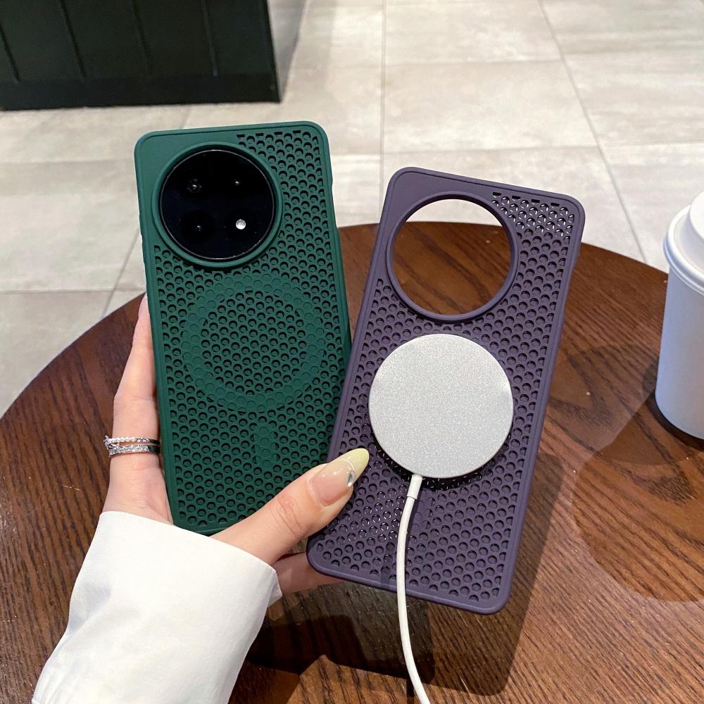 Luxury Heat Dissipation Mesh For Magsafe Magnetic Phone Case For OnePlus 1+ 15 13 12 Ace 6 5 Pro Wireless Charge Honeycomb Cover