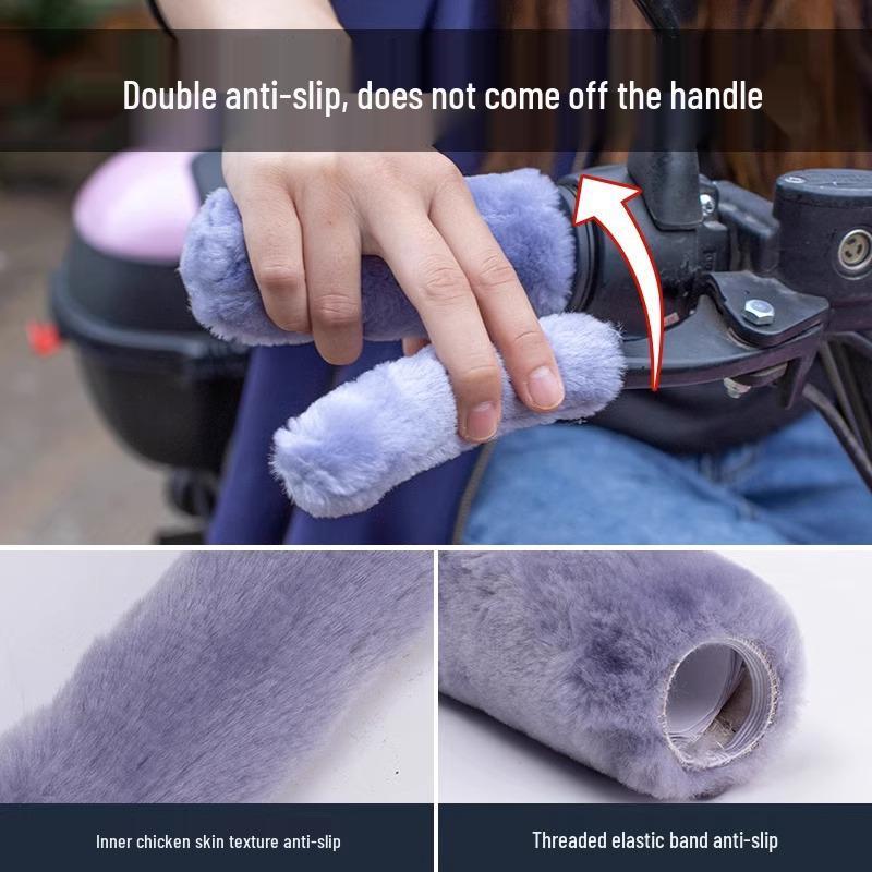 Electric Motorcycle Fleece-Lined Winter Anti-Freeze Handlebar Covers with Cotton Insulation