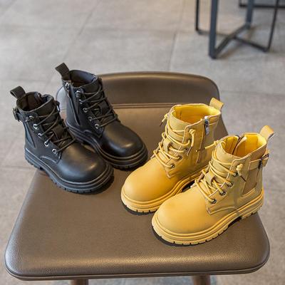 Новые модные детские ботинки на зиму 2024 года — ботинки Martin для мальчиков и короткие ботинки для девочек — большие желтые ботинки с мягкой подошвой — одинарные ботинки.
