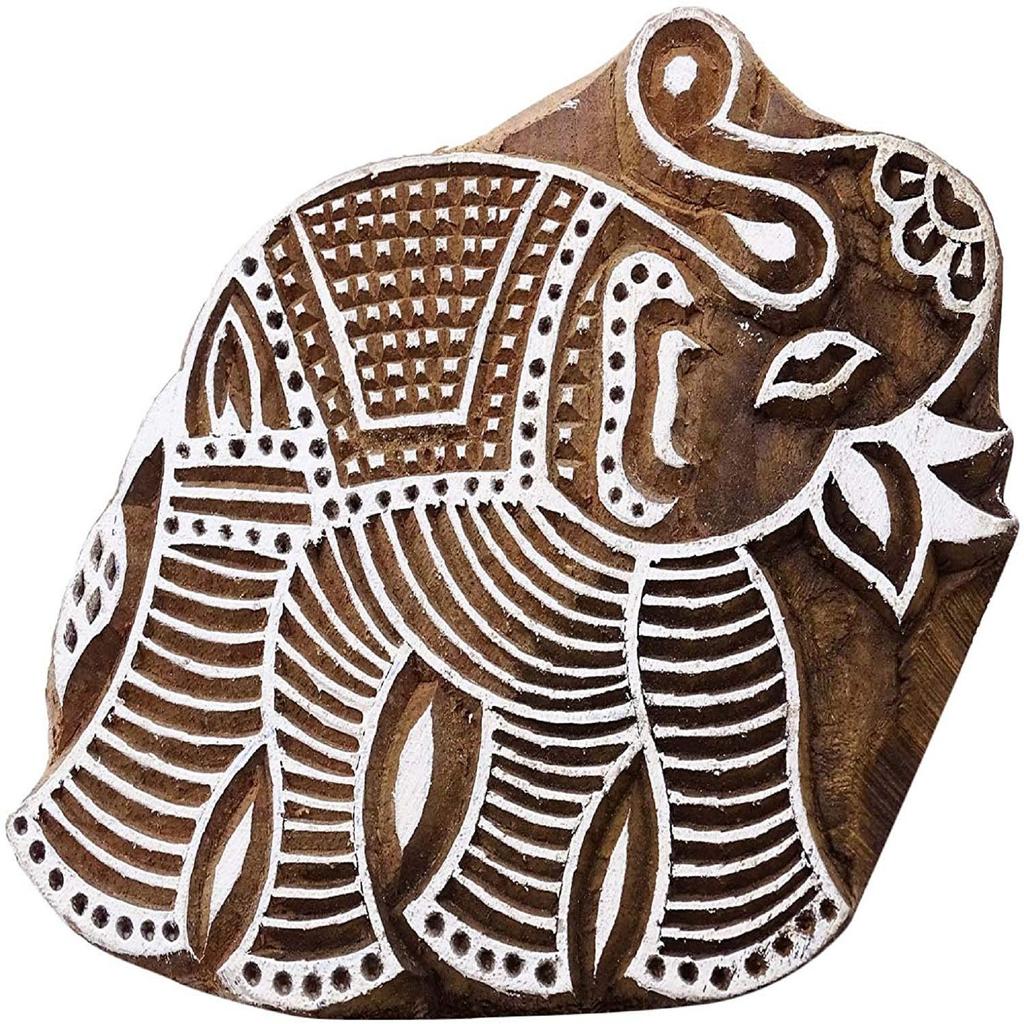 Высеканная рука штемпелей ткани лошади декоративного индийского блока печатания деревянная