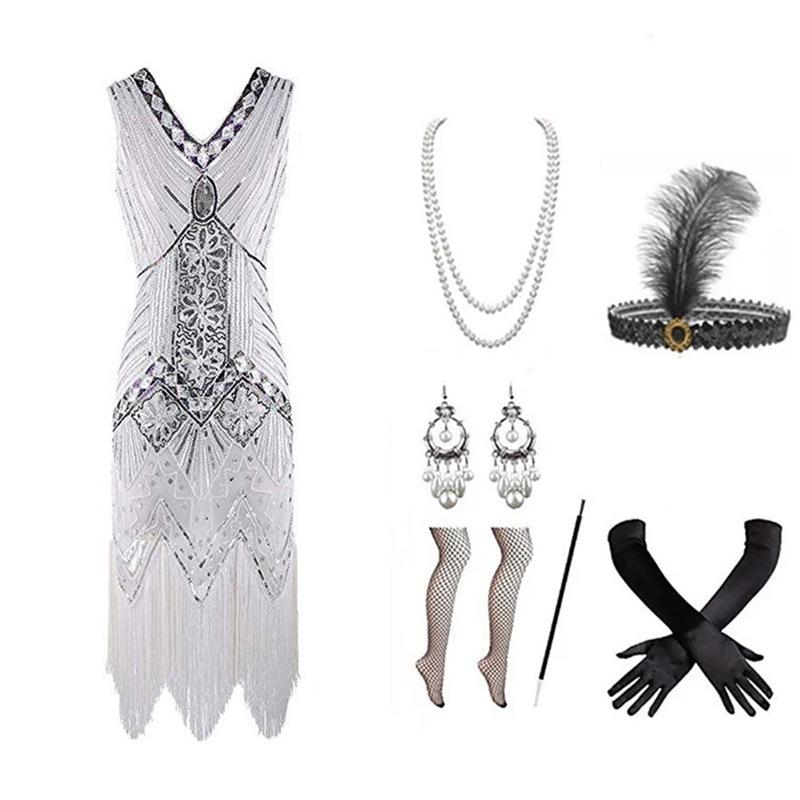 1920s Gatsby-Inspired Beaded Sequin Fringe Dress - Retro Evening Style for Women