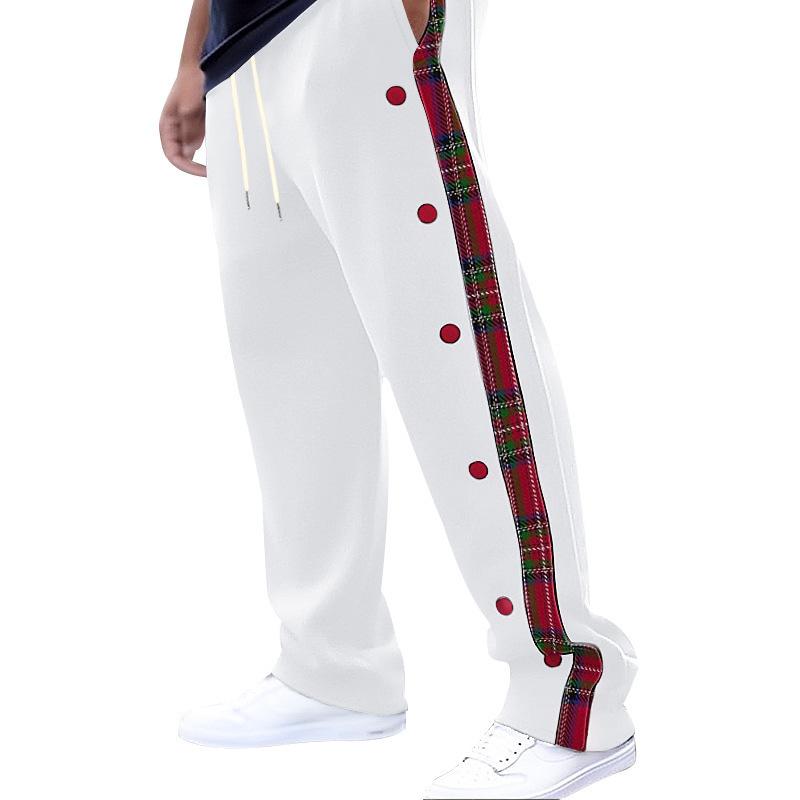 Повседневные спортивные штаны средней талии с карманами для мужчин, длинные брюки для отдыха с винтажным клетчатым принтом, мужские свободные брюки на шнурке, уличная одежда