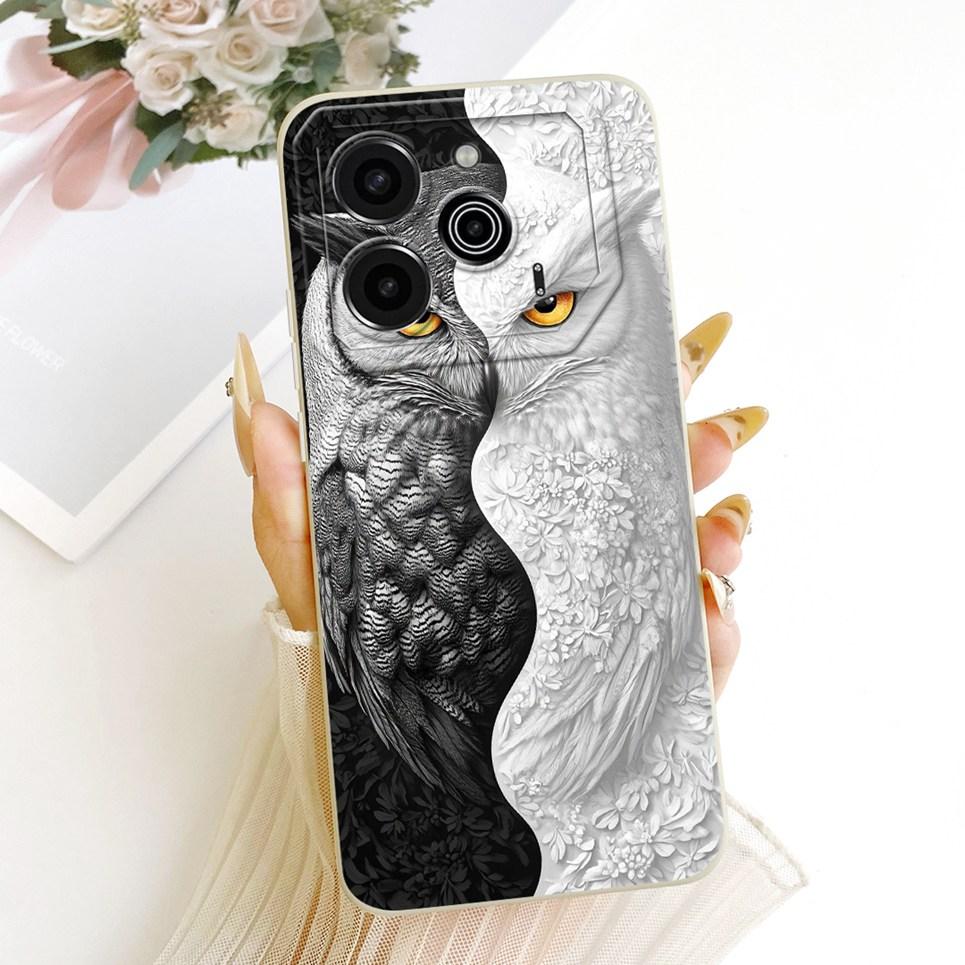 Чехол для телефона Tecno Pova 6 LI7 / Pova 6 Pro LI9, Жидкий силикон, Мультяшный дракон, Забавная кошка, Узор с морским пейзажем, Задняя крышка