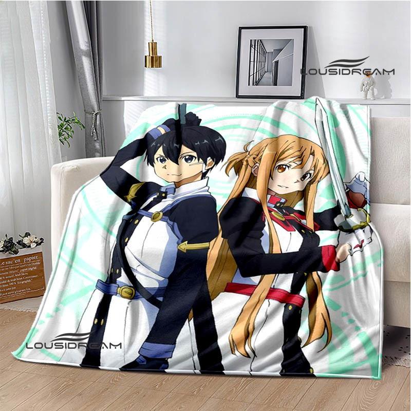 Мультяшные пледы с принтом Sword Art Online Плед для пикника Теплые фланелевые пледы Постельные принадлежности для дома Подарки на день рождения