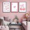 3Pcs Trendy Pink Bows Wall Art Preppy Watercolor Bows Canvas Posters Prints Girly Aesthetic Wall Decor Pictures for College Apartment Bedroom