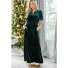 GMXIA Christmas Velvet Dress Short Sleeve Waist Pocket Dress Long Swing Sexy Dress