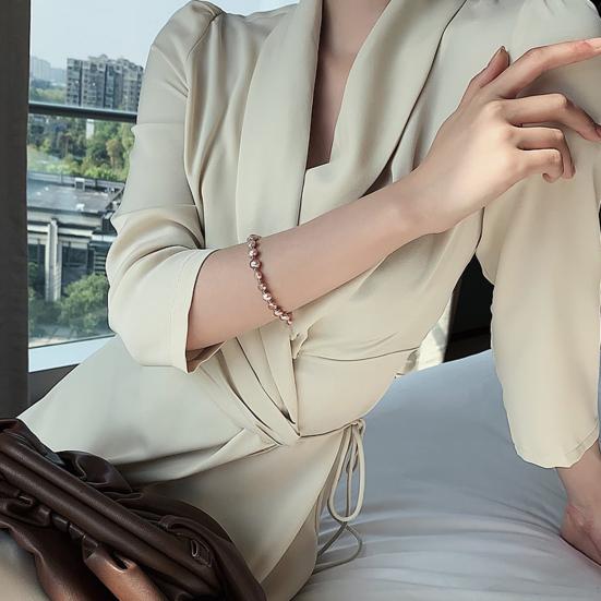 Браслет из искусственного жемчуга, сплав со стразами, гладкая отделка, контрастный цвет, женский браслет на запястье, ювелирные изделия для выпускного, официального банкета, свадьбы