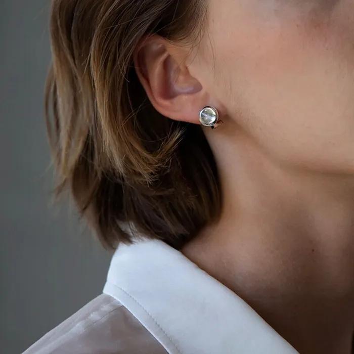 white quartz clip earrings