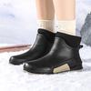 Женские зимние резиновые сапоги до середины икры в японском стиле: Нескользящие резиновые галоши с вельветовой подкладкой