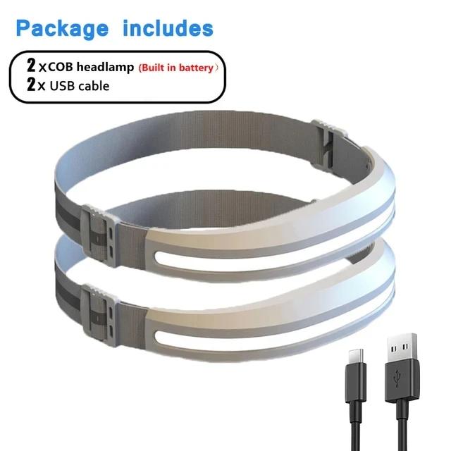 Мощный портативный налобный фонарь COB с зарядкой от USB, красный и белый свет, рабочий фонарь для кемпинга, рыбалки, прожектора