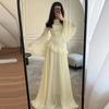 Модное длинное платье с расклешенными рукавами и рюшами, однотонное, с круглым вырезом, с высокой талией, облегающее, плиссированное, макси, женское, летнее, шикарное, вечернее