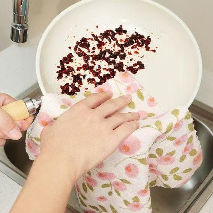Утолщенная износостойкая впитывающая кухонная тряпка с рисунком, не оставляющая ворсинок, Домашнее пылеуборочное полотенце, Прочная чистящая тряпка