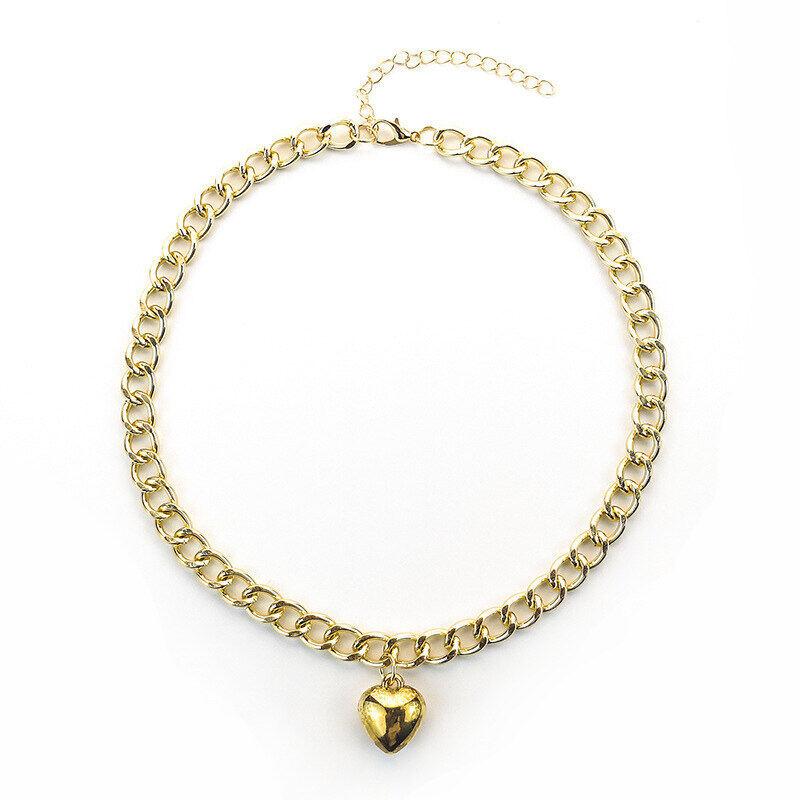 Аксессуары в стиле панк, толстая цепочка на ключицы, простое ожерелье «Любовь», трендовое индивидуальное кулон в виде персикового сердца, модное женское ожерелье