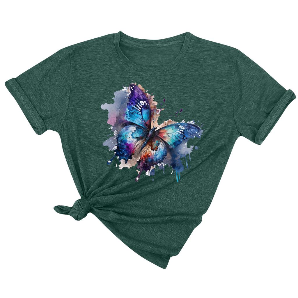 Женская модная повседневная футболка с коротким рукавом и круглым вырезом с принтом, пуловер, топ