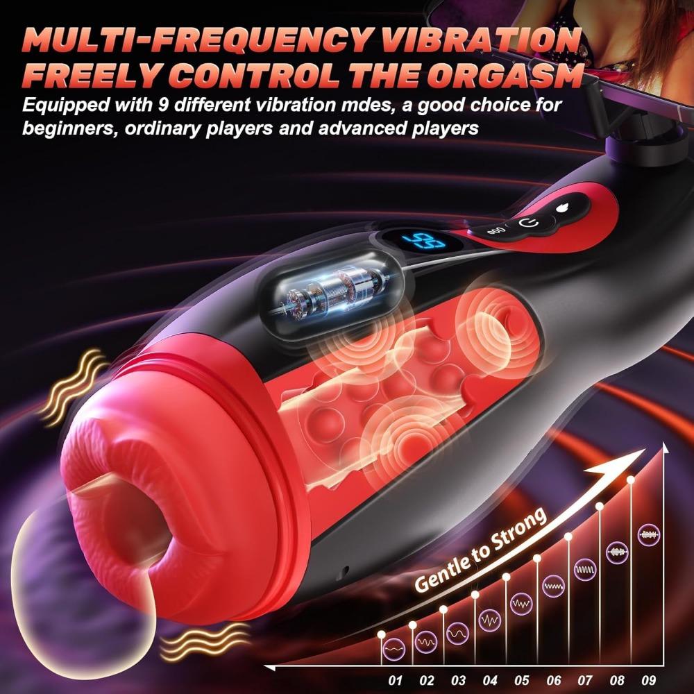 Male Masturbator Stroker with 9 Suction/Vibration Modes, APP Control, Heating | LCD Blowjob Toy for Men