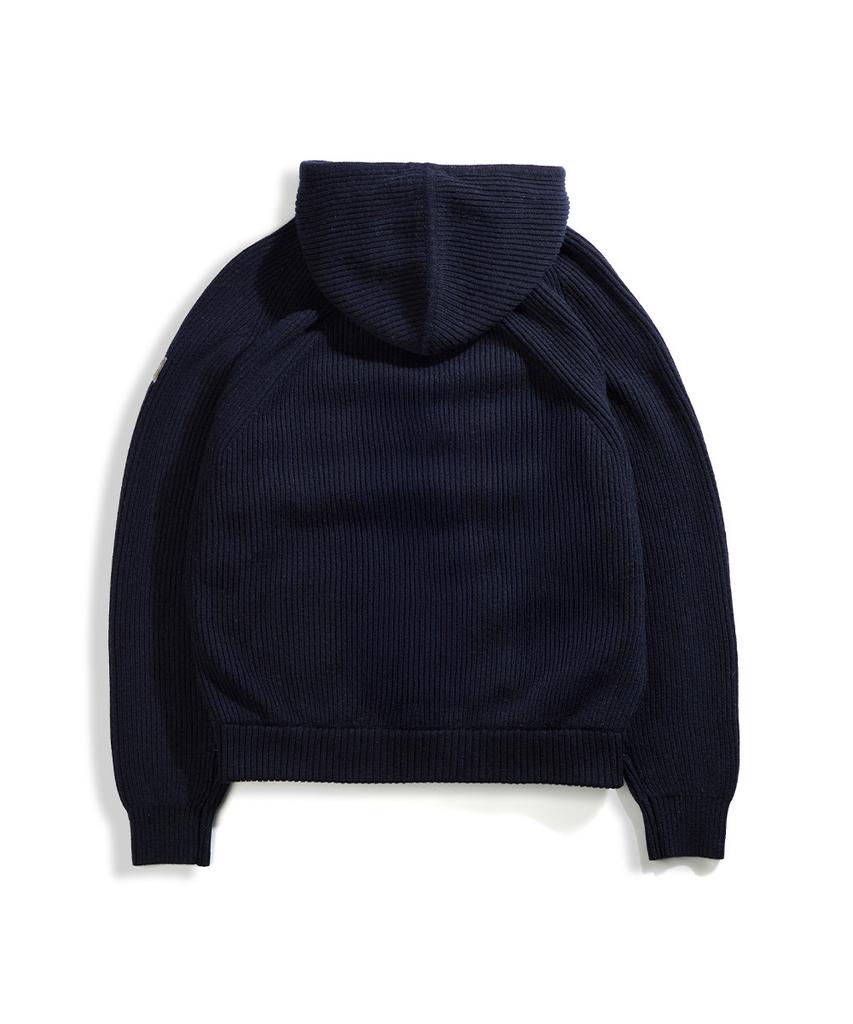 Guernsey Woollens Goose Down Hybrid Hooded Zip-Up Sweater - Navy