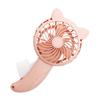 Hand Press Fan Cartoon Cat Ear Handheld Fan No Battery Manual Small Cooling Fan for Travel Outdoor