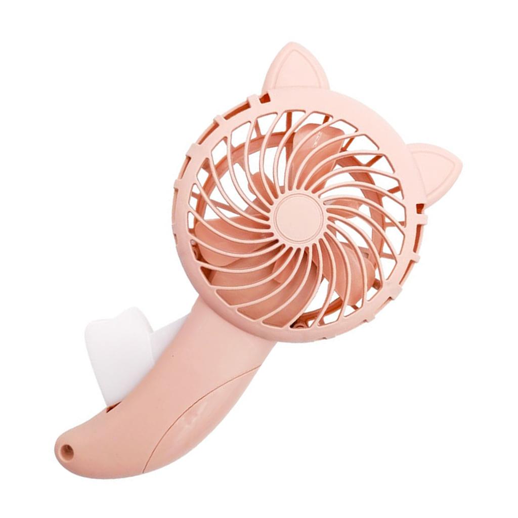 Hand Press Fan Cartoon Cat Ear Handheld Fan No Battery Manual Small Cooling Fan for Travel Outdoor