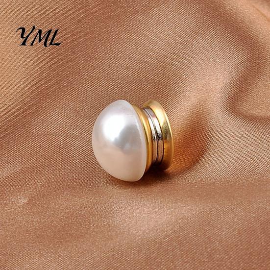 No Sew Cardigan Button 2Pcs Faux Pearl Magnetic Clothes Button, Fake Cat Eye Stone Brooch Set Safety for Shirts Scarf Shawl, Decorative Clothing