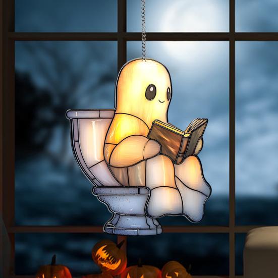 Ghost Hanging Decoration Acrylic Ghost Series Sun Catcher Cartoon Ghost Halloween Decoration for Windows Porch Walls