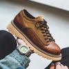 Tooling Men's Shoes 23 New American Cowhide Round Head Leather Shoes Tough Guy Light and Familiar Style Leather Thick-soled Casual Trendy Shoes