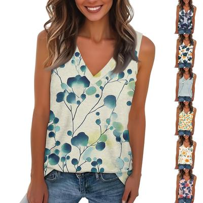 Женский модный и повседневный повседневный универсальный тонкий топ с цветочным принтом