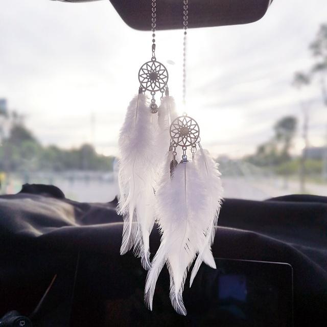 Dream Catcher Car Pendant for Girls Feather Mirror Hanging Pendant Home Decor Lucky Car Ornament Girls Car Interior Accessories