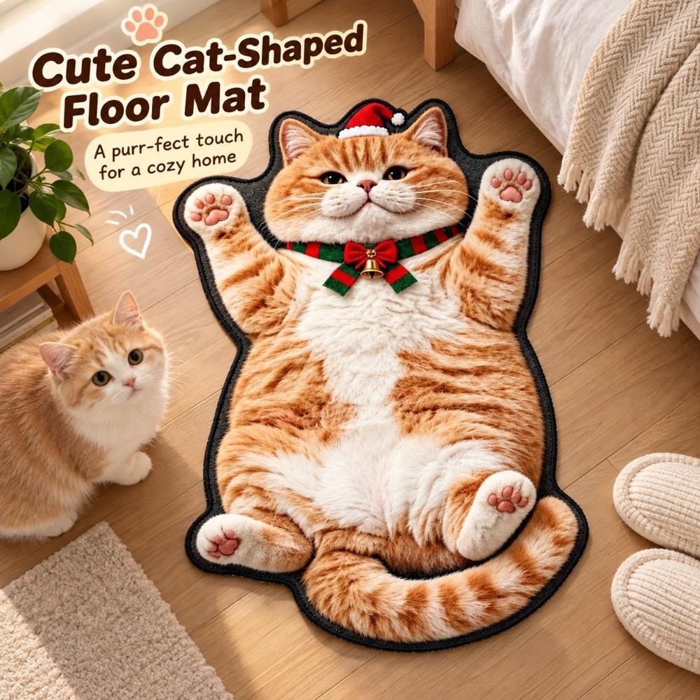 Non-Slip Home Decor Carpet Diatom Mud Cartoon Carpet Cute Cat-Shaped Area Rug Living Rooms