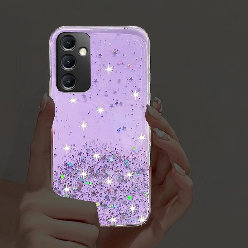 Мягкий блестящий чехол ярких цветов с блестками и звездами для Samsung Galaxy A05 A05S A25 A04S A14 A24 A34 A54 M14 M34 M53 5G 4G S21 S22 S23 Ultra PLus FE.