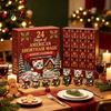 Festive Window Display 24 Days Christmas Advent Calendar with Acrylic Cat Figurines, Countdown for Lovers, Decorative Miniature Kitten Ornaments