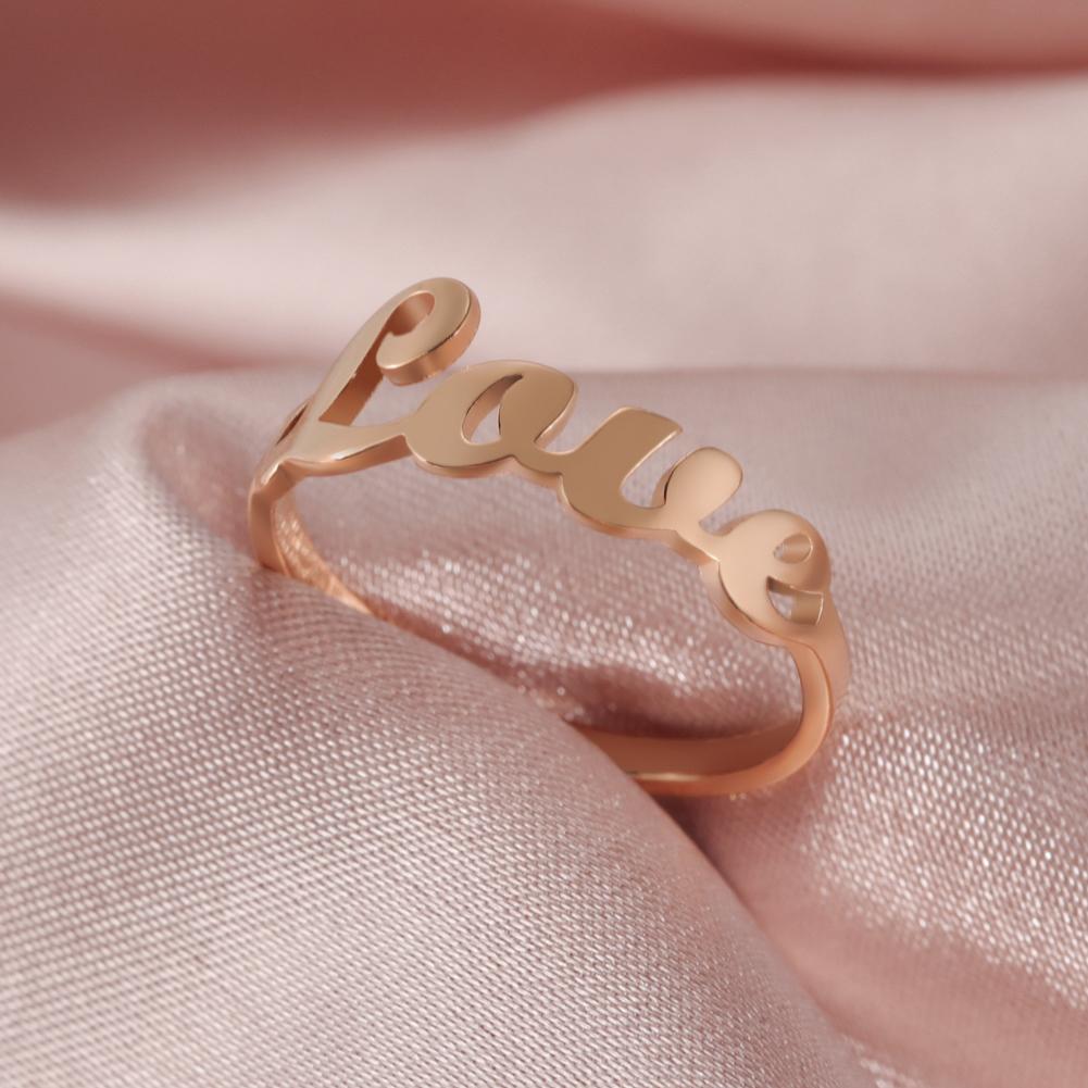 Love Letter Rings for Beloved Stainless Steel Gold Birthday Wedding Women Ring Jewelry Gifts