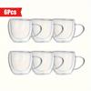 6pcs, Glass Coffee Mugs, Heat Resistant Double-Walled Espresso Coffee Cups, Heat Insulated Water Cups, Summer Winter Drinkware, Birthday Gifts