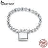BAMOER 925 Sterling Silver Classic Small Chain of Locks Ring Women Statement Rings