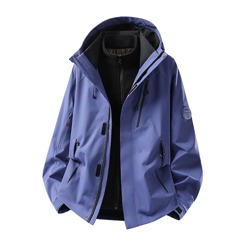 Men Women 3-in-1 Waterproof Windproof Hiking Jacket With Fleece Inner Layer Outdoor Trekking Cycling Mountaineering