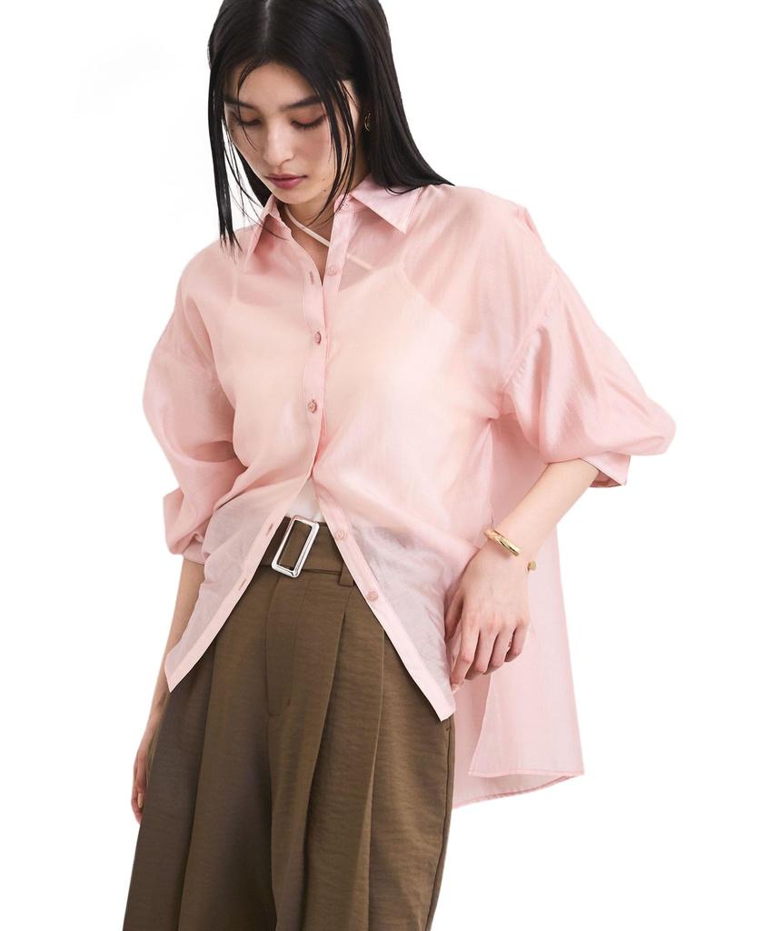 Bis Washable Assorted Sheer Shirt Embroidery Solid Pink (Floral & Colors) Women's (63)