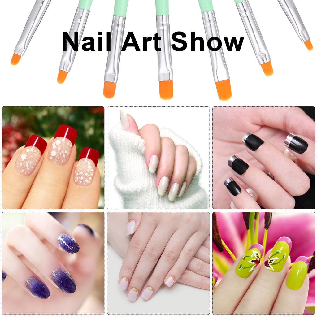 Acrylic Nail Brushes 7PCS UV Gel Poly Gel Nail Art Painting Drawing Pens for Nail Salon Home Use Na