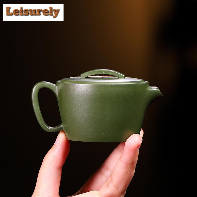 100 мл изысканные чайники из фиолетовой глины Исин, ручная работа, цветной рисунок, большой калибр, чайник из сырой руды, зеленый глиняный чайник, чайный набор «Цзыша»