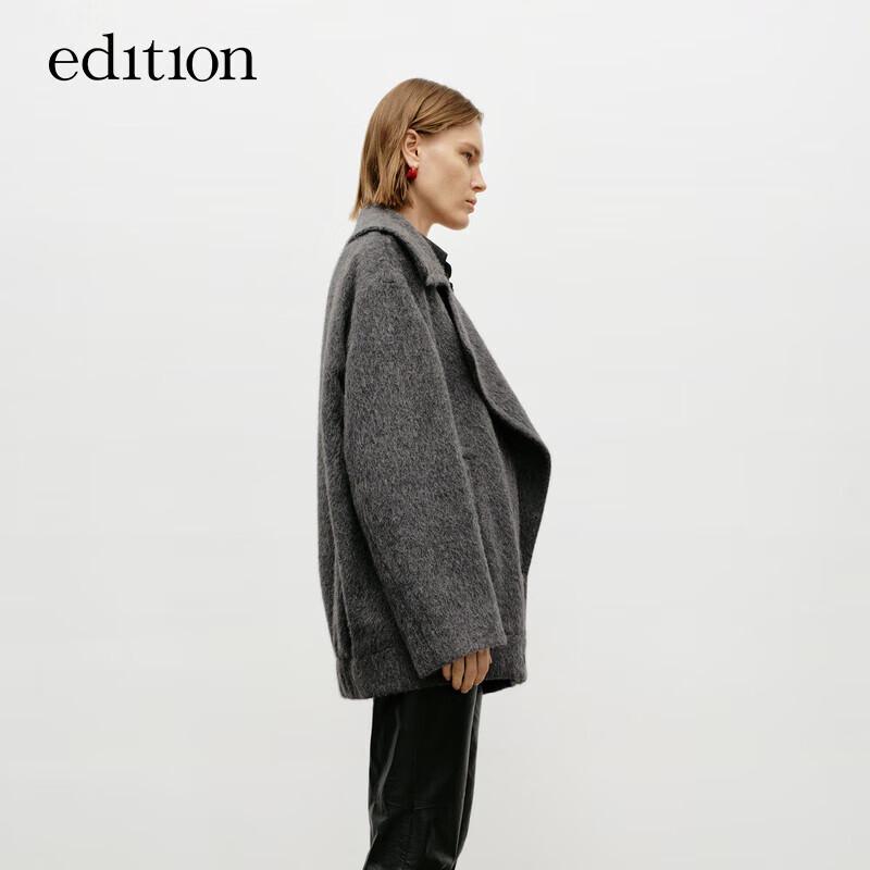 Женское пальто свободного кроя с лацканами, смесовая альпака