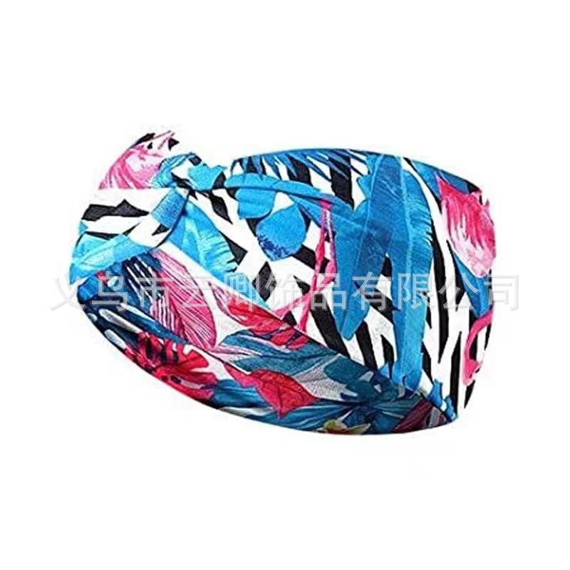 Гавайский пляжный отдых в стиле бохо с принтом в стиле ретро, впитывающая пот повязка на голову для йоги и бега, женская фитнес-повязка на голову с высокой эластичностью