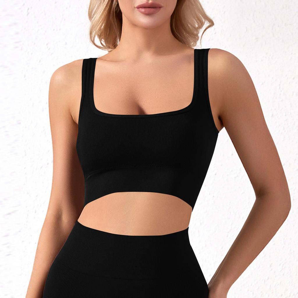 Women's Y Back Sports Bra - Padded Low Impact Spaghetti Thin Strap Workout Yoga Top