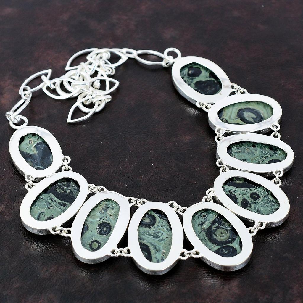 Ожерелье из яшмы Камбаба, ювелирные изделия из драгоценных камней, дизайнерское ожерелье, ожерелье из стерлингового серебра 925 пробы, регулируемое ожерелье-цепочка, ювелирные изделия ручной работы для подарка