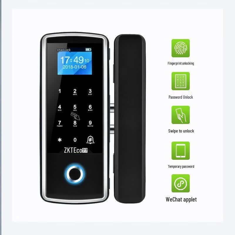 ZKTECO GDL-PFC80 Умный Bluetooth замок для стеклянной двери по отпечатку пальца, CN вилка (адаптер в комплекте)