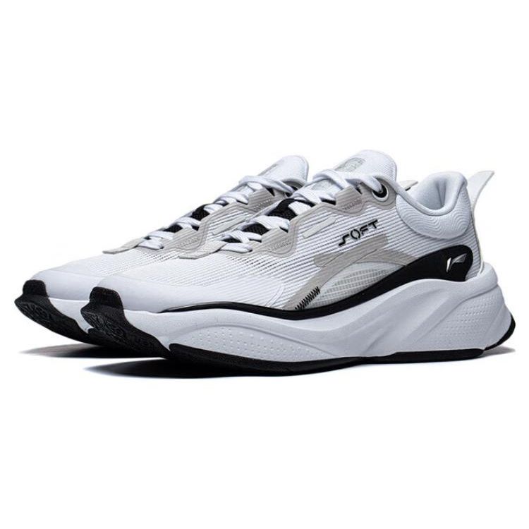 Li Ning Soft Non-Slip Wear-Resistant Low-Top Running Shoes Men Sneakers Standard-White AGLT051-1
